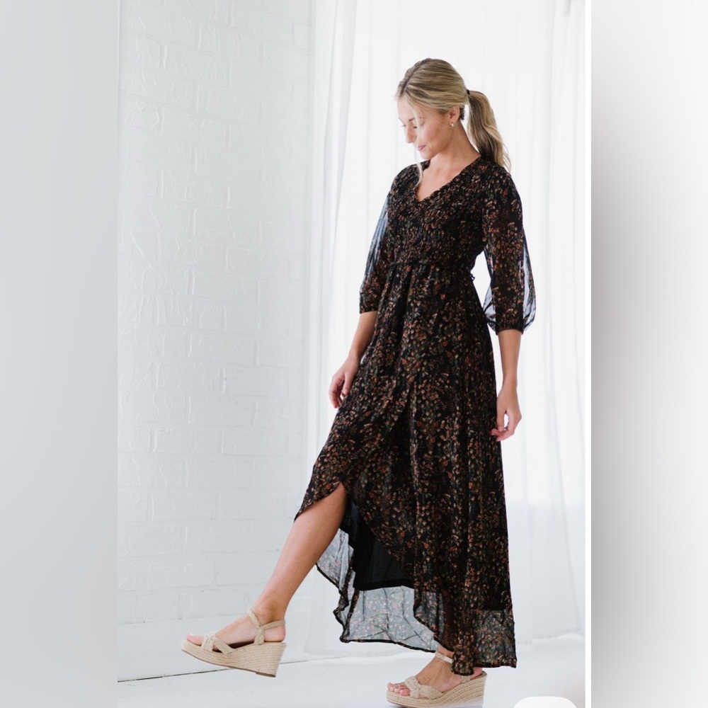 Fehrnvi Black Floral Dress